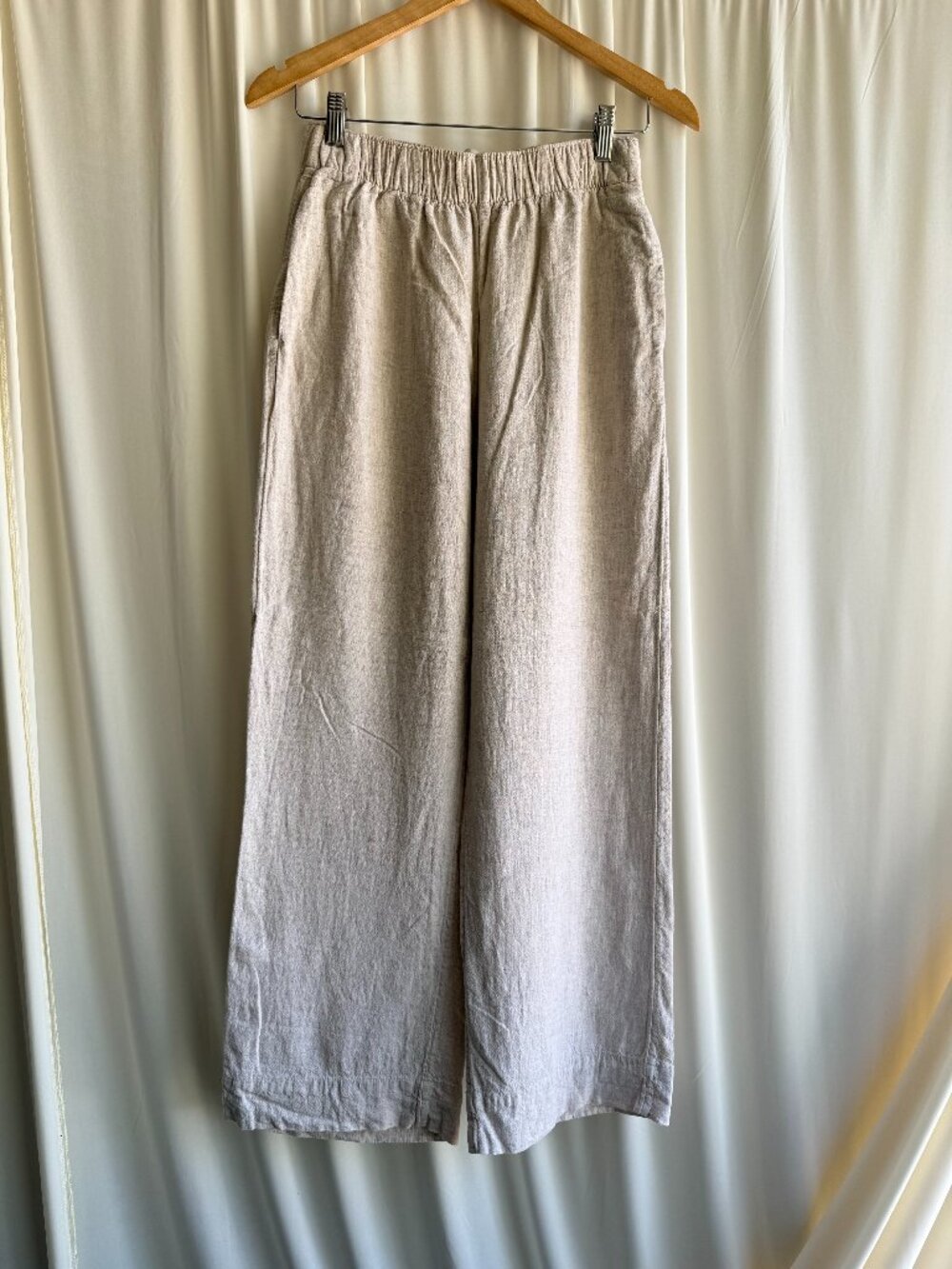 Abercrombie & Fitch Linen Blend Wide Leg Pants Oatmeal XS Pull On